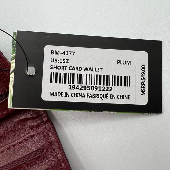 Badgley Mischka Womens Short Bifold Card Wallet Plum Burgundy Vegan Leather NWT - Picture 7 of 11